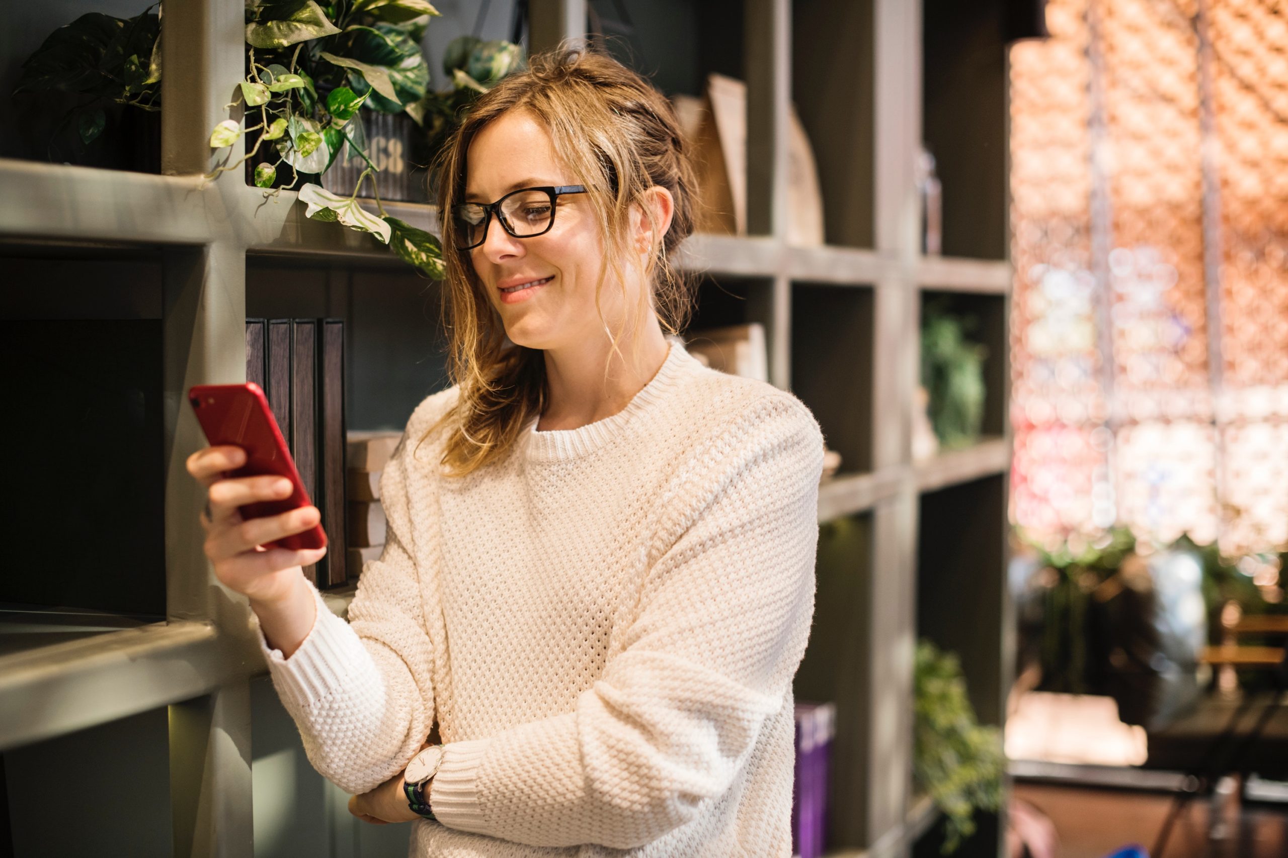 person looking at phone