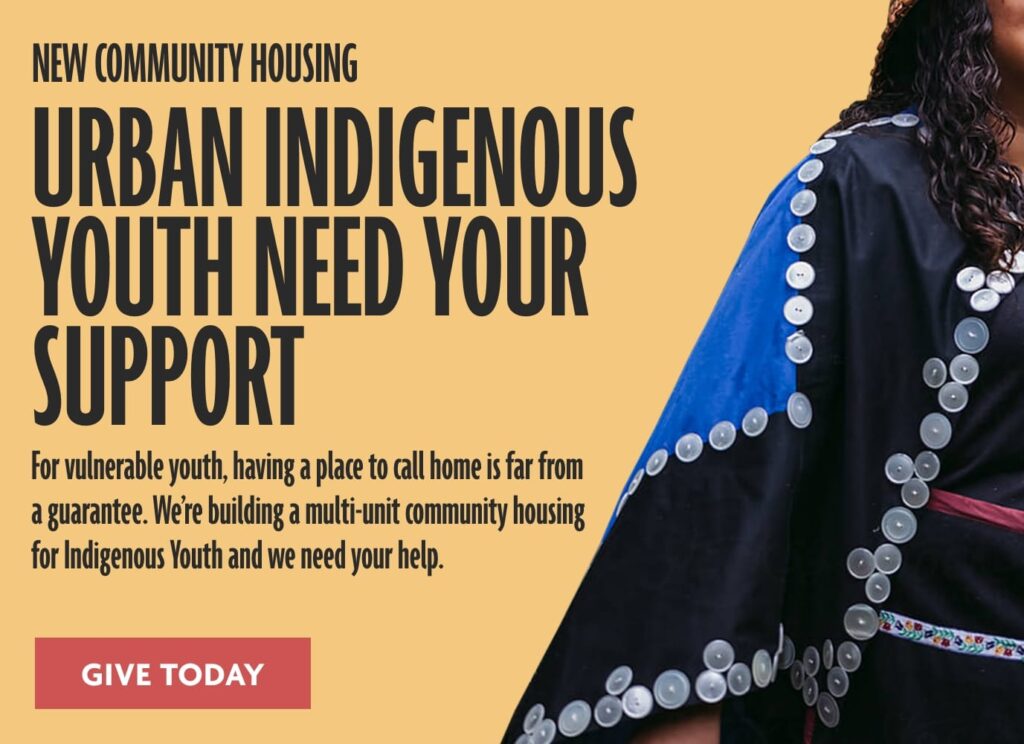 Donate Now Graphic from Victoria Native Friendship Centre.
