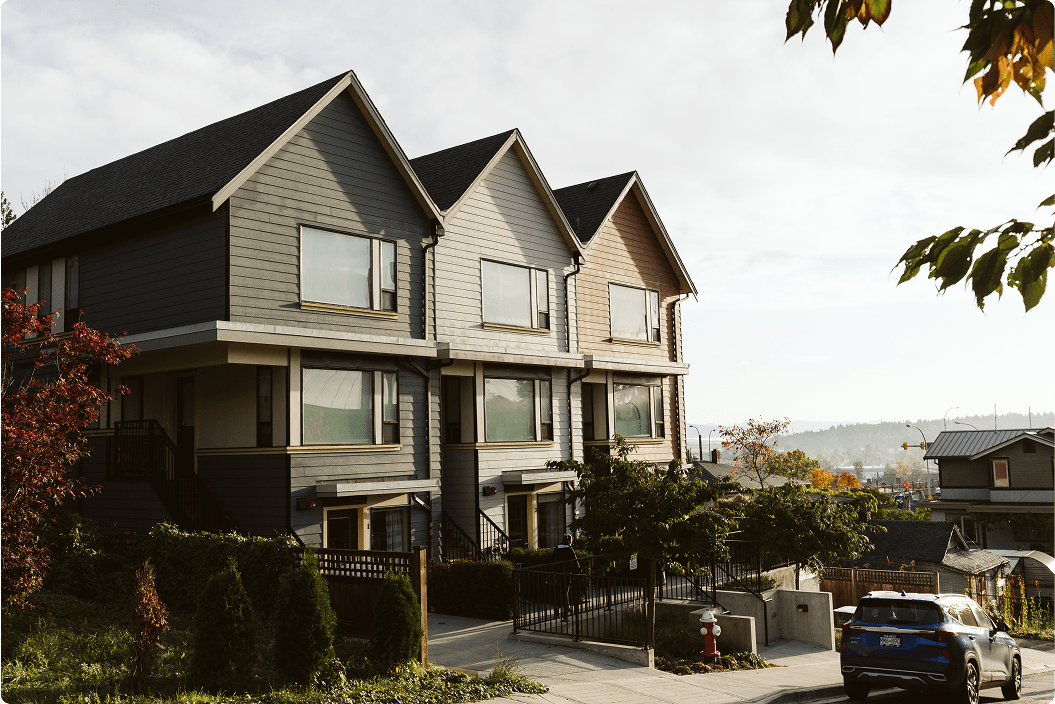 A row of new homes.