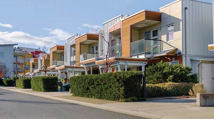 A row of new homes.