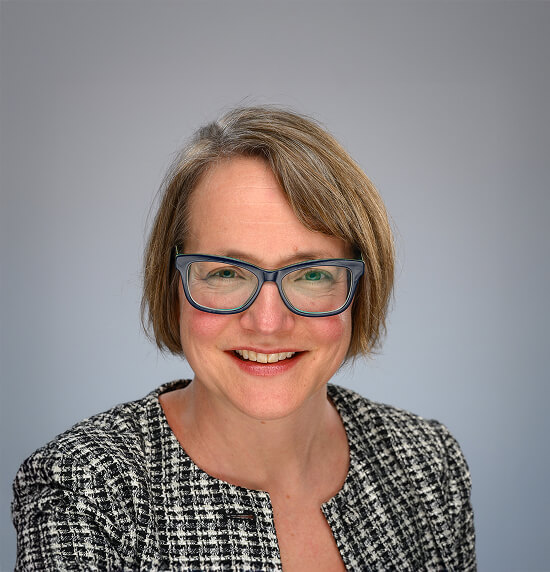 A portrait of Jill Atkey.
