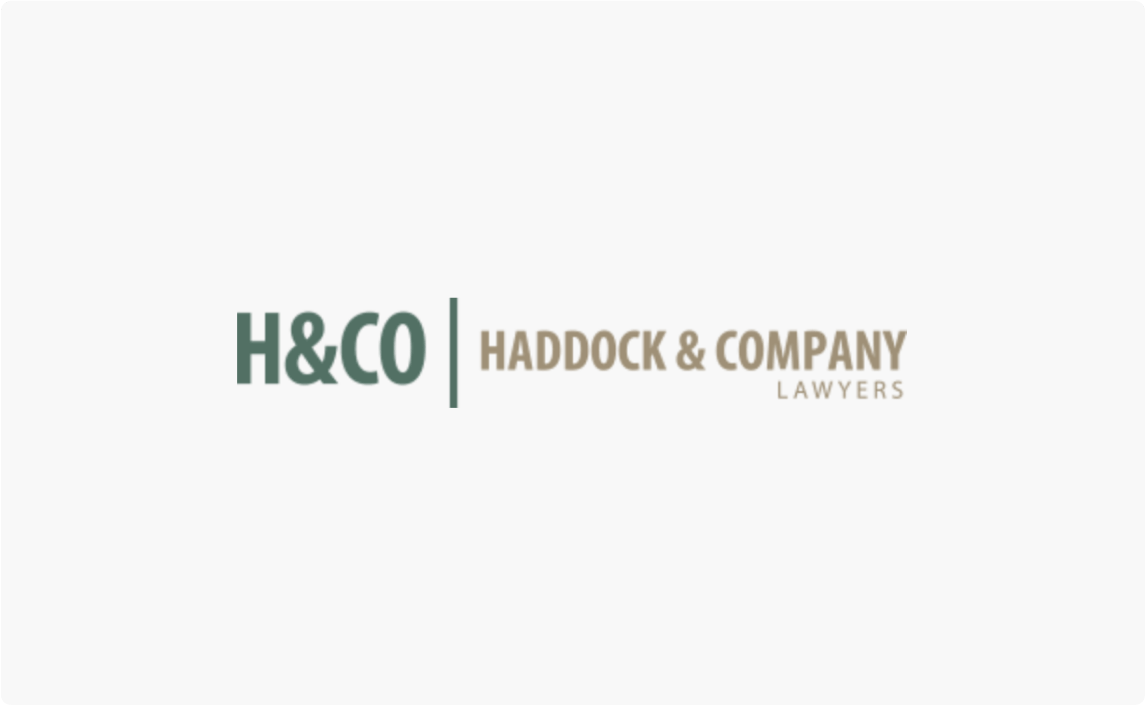 An image of H&CO, Haddock and Company Lawyers wordmark.