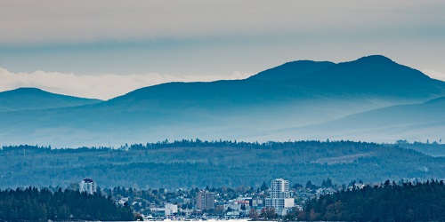 A mountain range in blue.