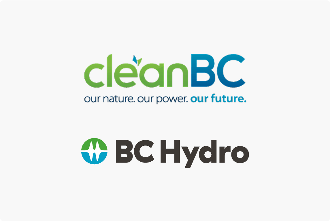 CleanBC and BC Hydro logos stacked on top of each other.